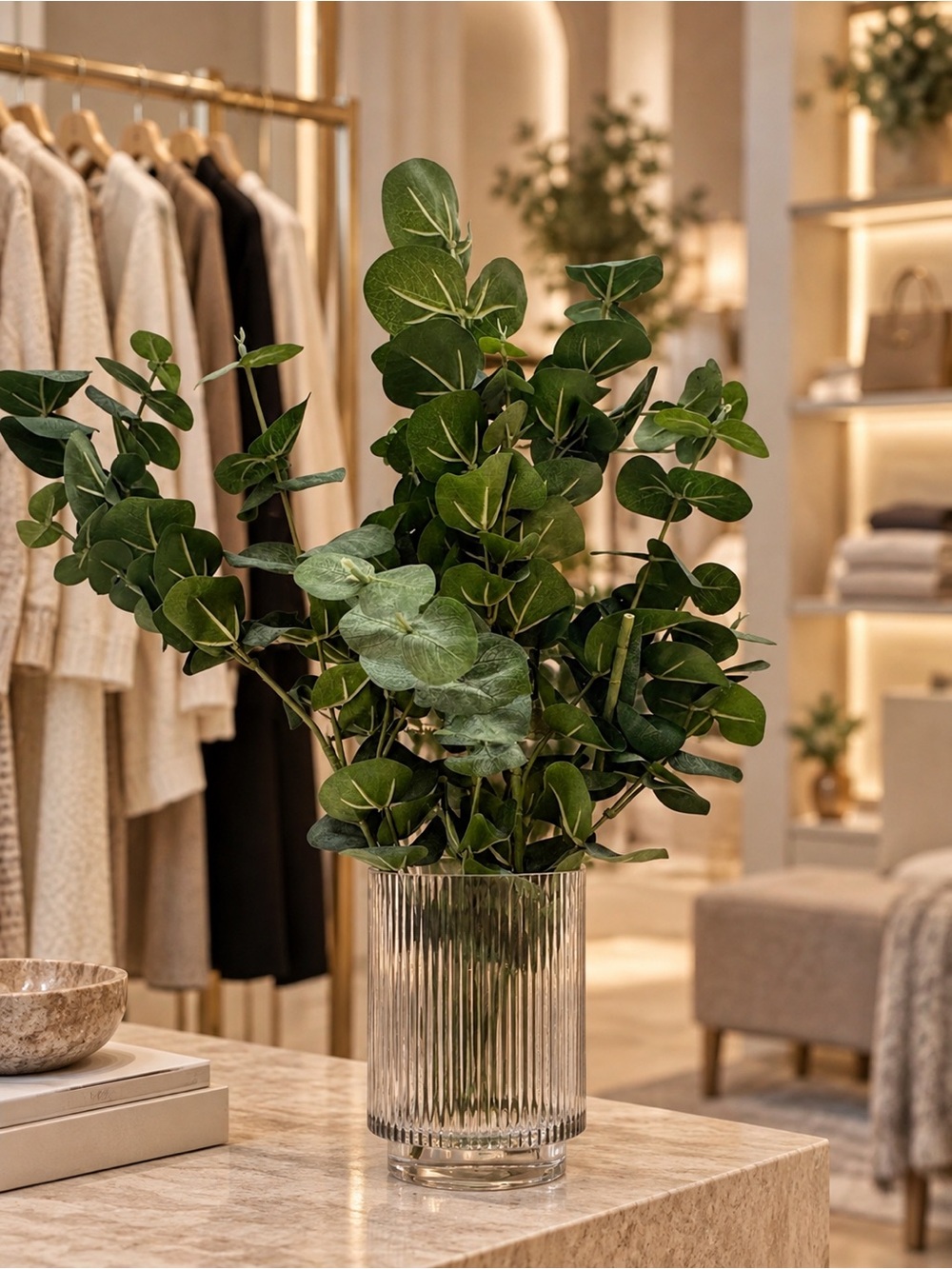 CB2 Clear Ribbed Glass Vase